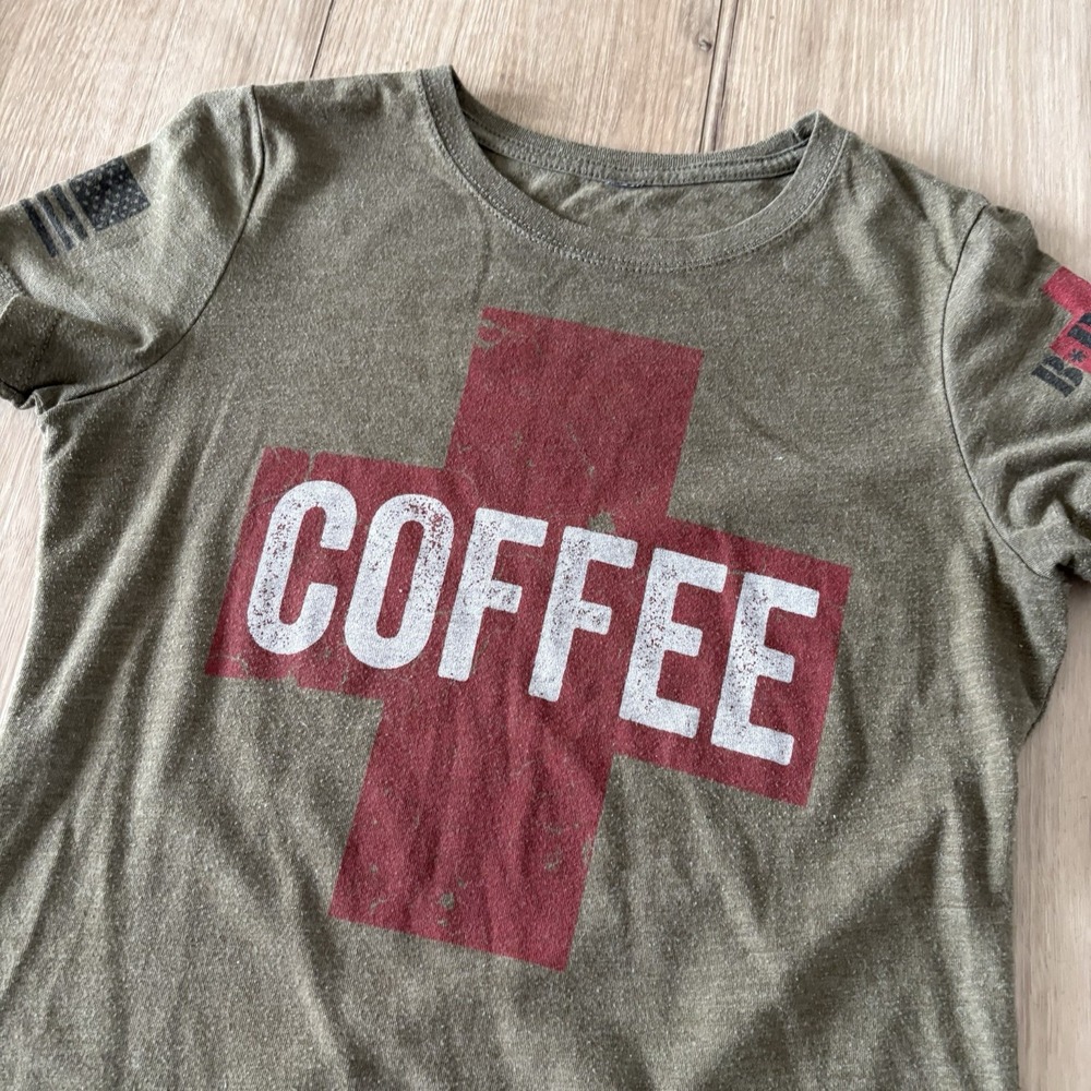 Black Rifle Coffee Company Shirt T-Shirt Size Medium Womens Short Sleeve Green - Picture 2 of 6